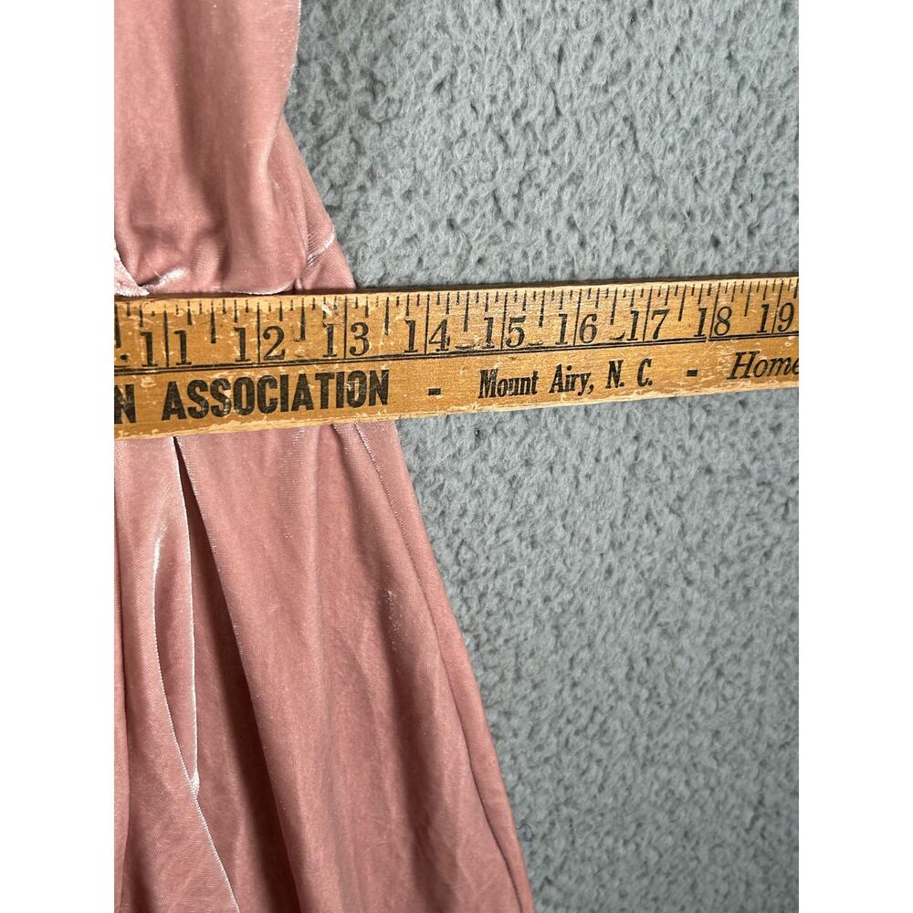 Aqua Dress Women M Pink Velvet Ruffled Sleeveless Made in U.S.A, Barbie Core - Picture 8 of 9